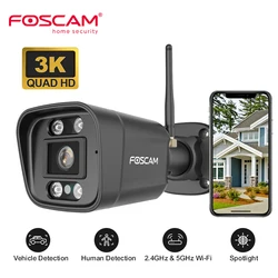 Foscam-câmera de vigilância ao ar livre ip 5 p, dual band, wi-fi, com detecção humana/veículo, trabalhar com casa inteligente