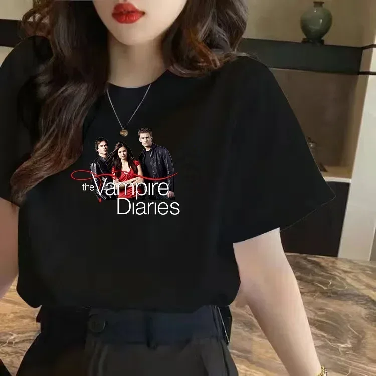 แวมไพร์ไดอารี่ Harajuku T เสื้อผู้หญิงแฟน TShirt Streetwear สุภาพสตรีกราฟิกฤดูร้อนหญิงเสื้อผ้าผู้หญิง