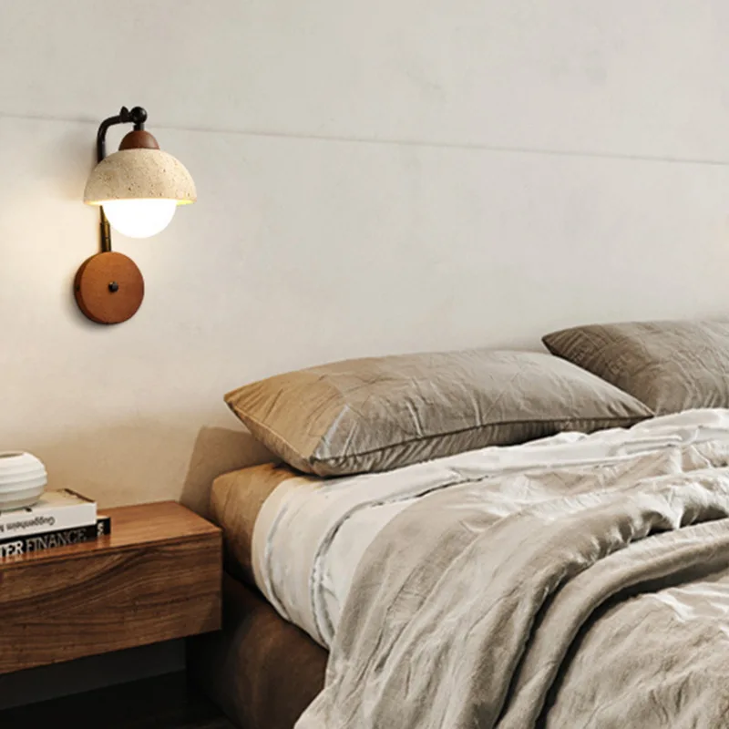 Yellow Cave Stone Japanese Wall Lamp Wabi Sabi Style Bedroom Bedhead LED Wall Lights Corridor Teahouse Background Retro Homestay