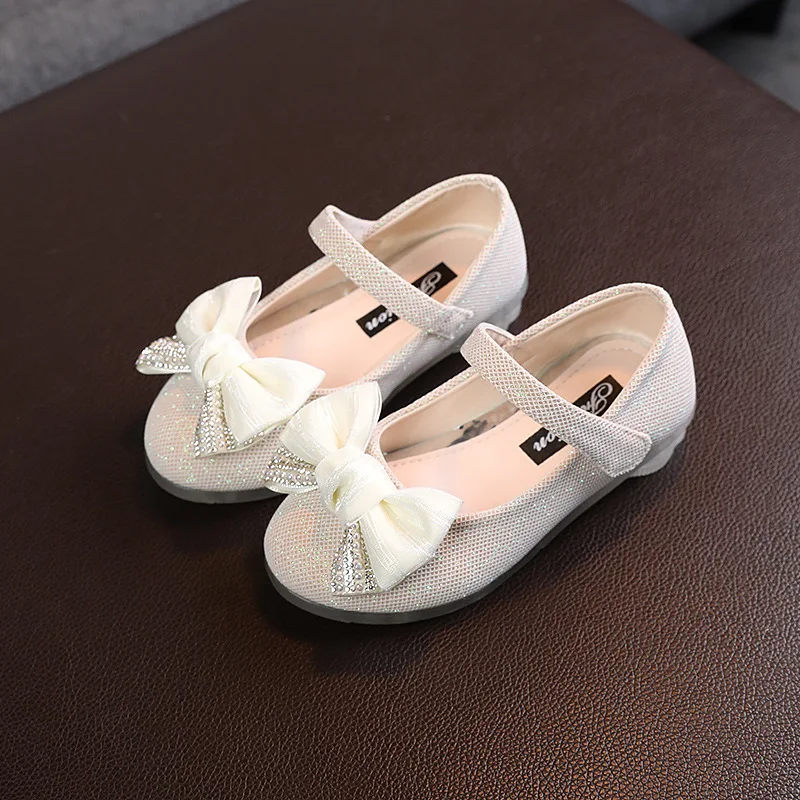 Comfort Girls Shoe Fashion Leather Shoes Versatile Childrens Shoe Anti Slip Small High Heels Soft Sole Princess Shoe Dance Shoes