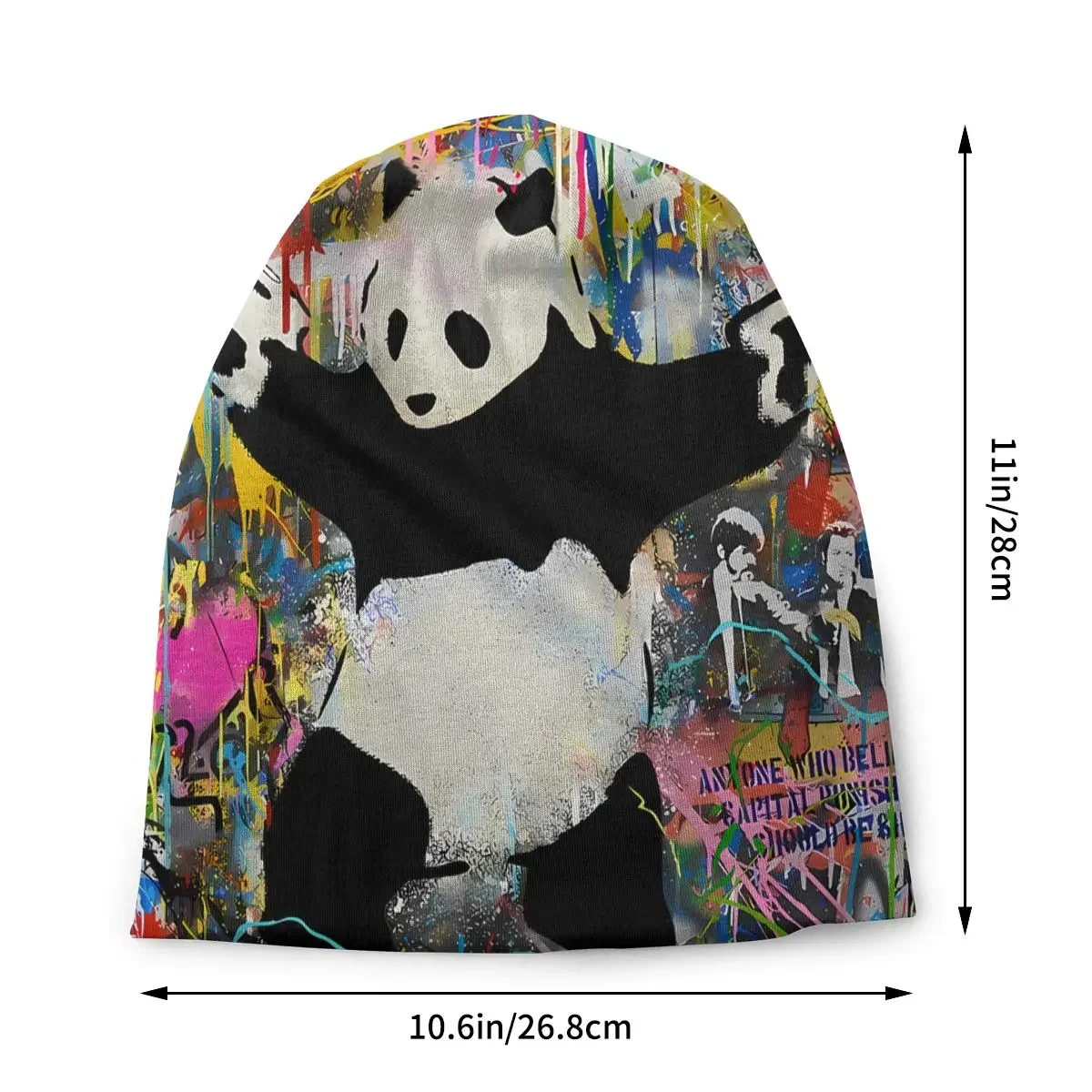 Bansy Panda With Guns Stick Em Up Men Women Beanies Cycling Ski Cap Double Layer Fabric Bonnet Hat