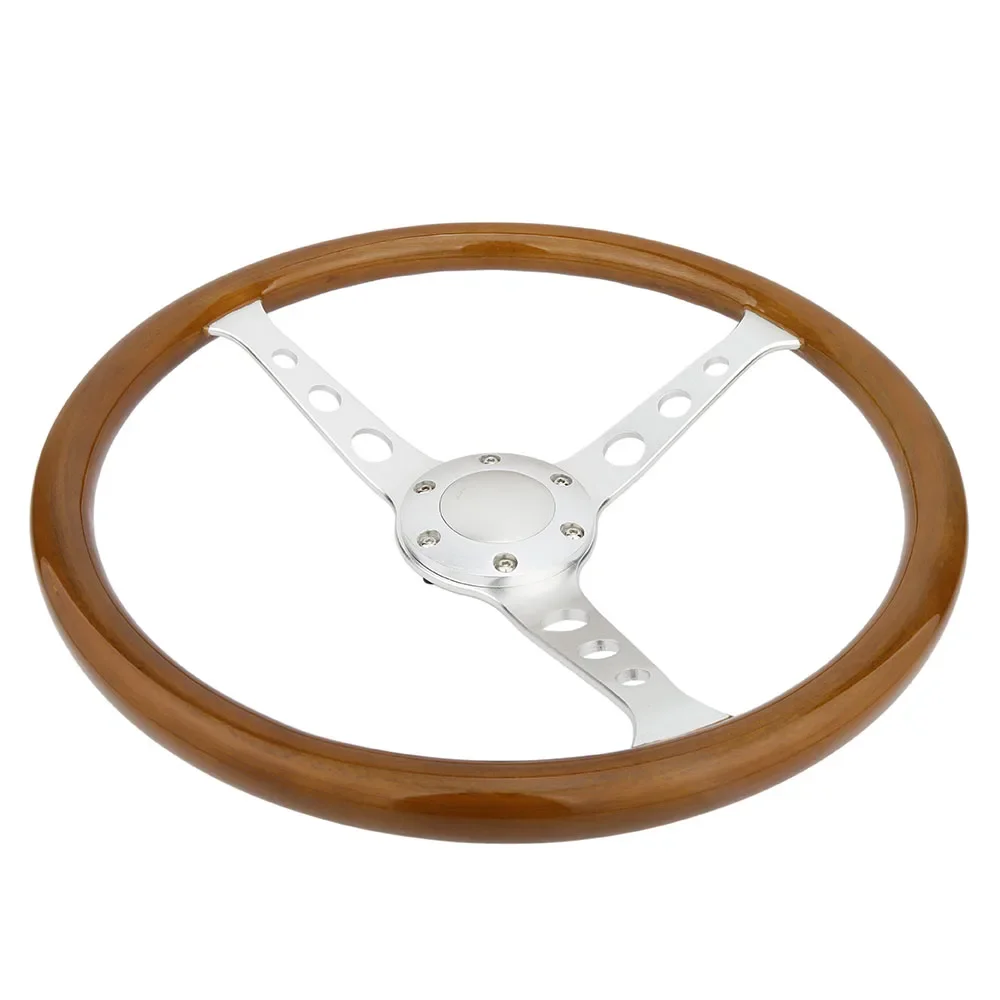 High Quality 100% Wood Vintga 380mm Steering Wheel with Horn Button 15 Inch Wooden Material for Classic Cars Good Price