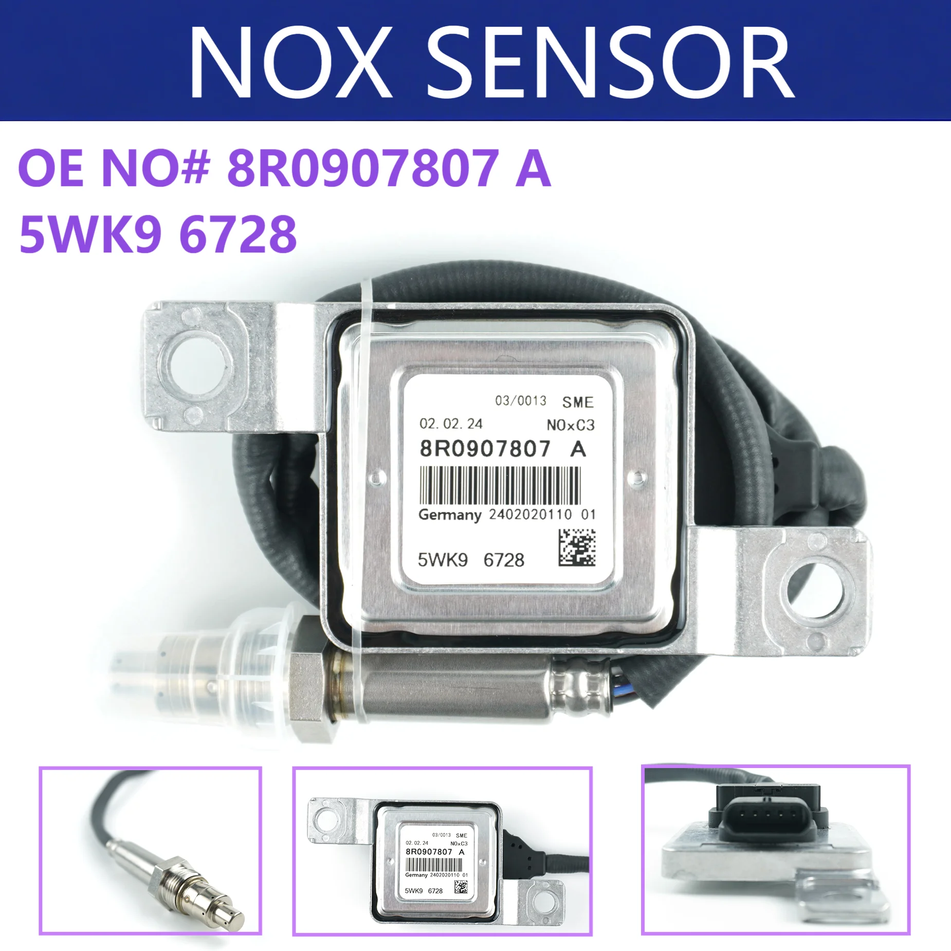 8R0907807A 5WK96728 مستشعر أكسيد النيتروجين مستشعر Nox 5WK9 6728 لأودي Q5 2.0 TDI VW 8R0907807 جودة عالية