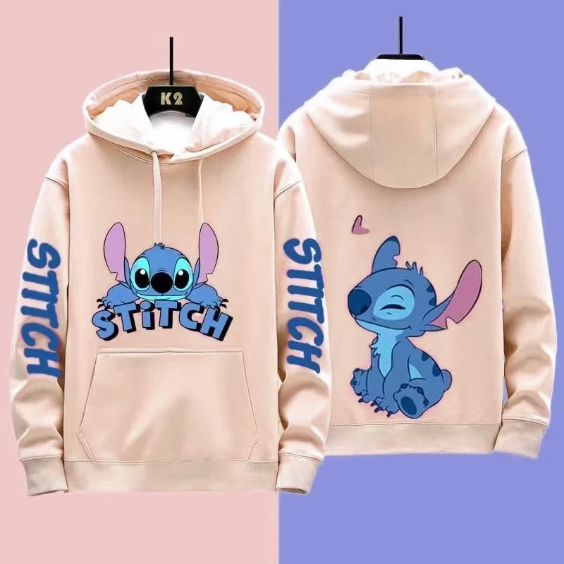 Disney Stitch Cartoon Couple Hoodie Thin Loose Hooded Pullover Men Women Kid Girl Spring Autumn Winter Tracksuit Sweatshirts Top