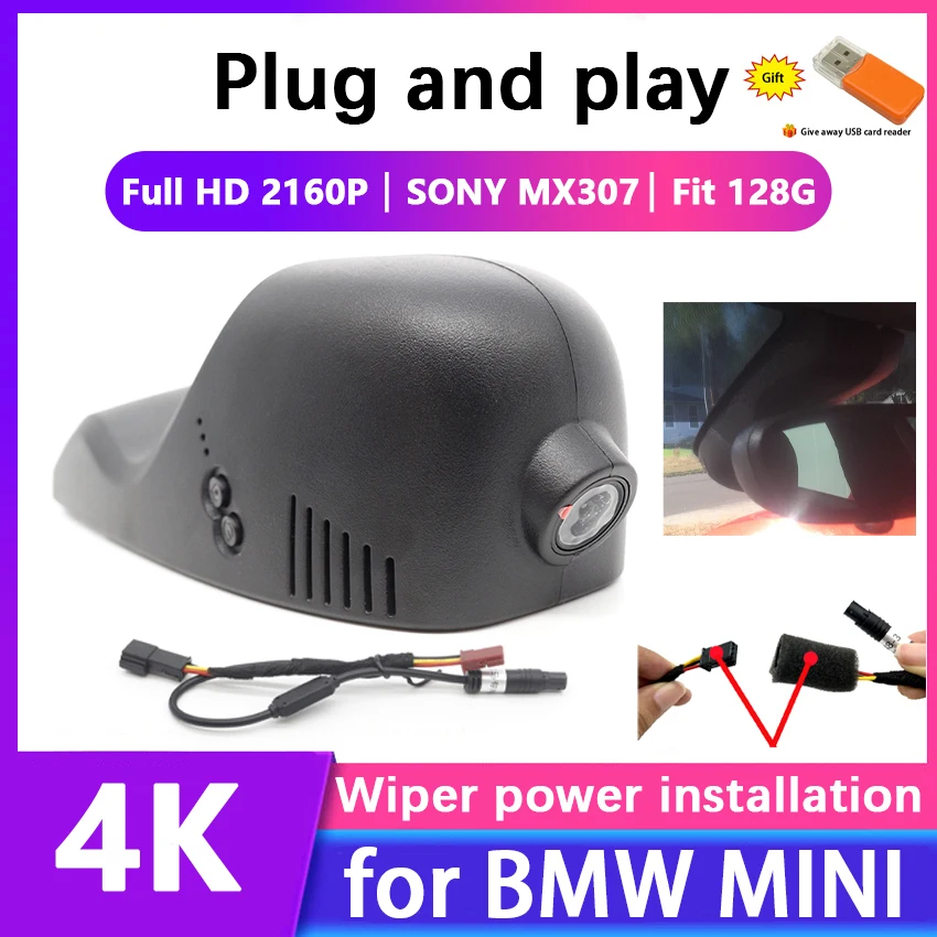 Car DVR For BMW MINI Countryman CLUBMAN F56 F55 F54 F57 F60 JCW 2019 2020 2021 2022 4K Dash Cam Car Camera WIFI HD 2160P 170°FOV