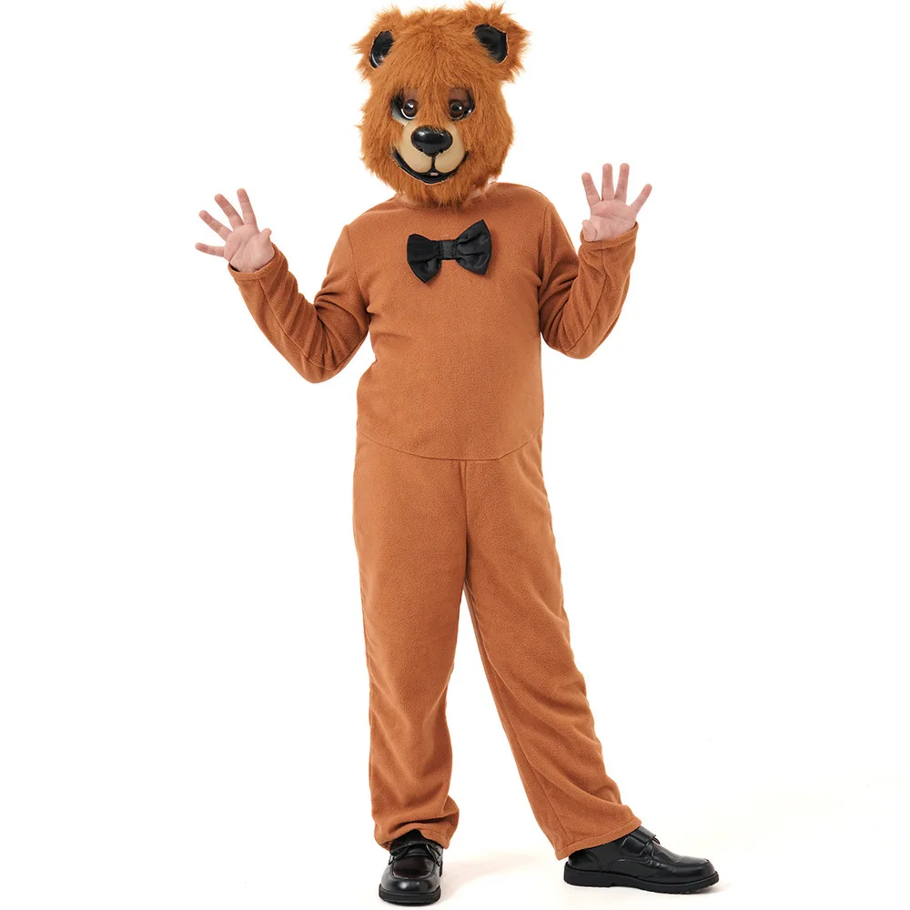 Umorden Parent-child Unisex Adult Kids Child Brown Bear Costume for Boys Girls Men Women Tween Teens 12-14Y 14-16Y Jumpsuit Mask