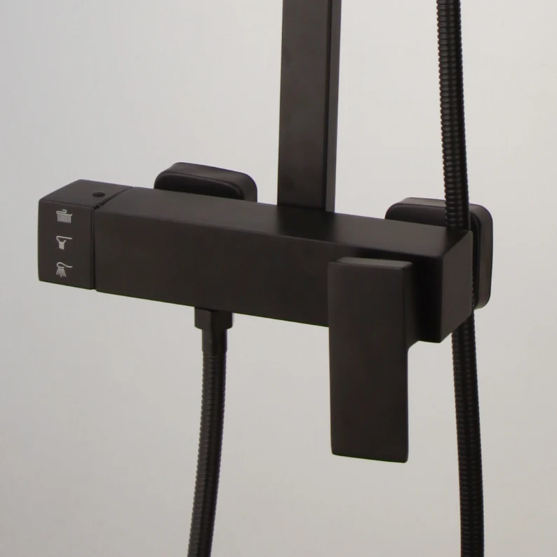 Imagem -04 - Kemaidi-conjunto de Chuveiro de Parede Sistema de Chuveiro Bico de Banheira Giratória 360 Torneira de Chuva Preto Fosco