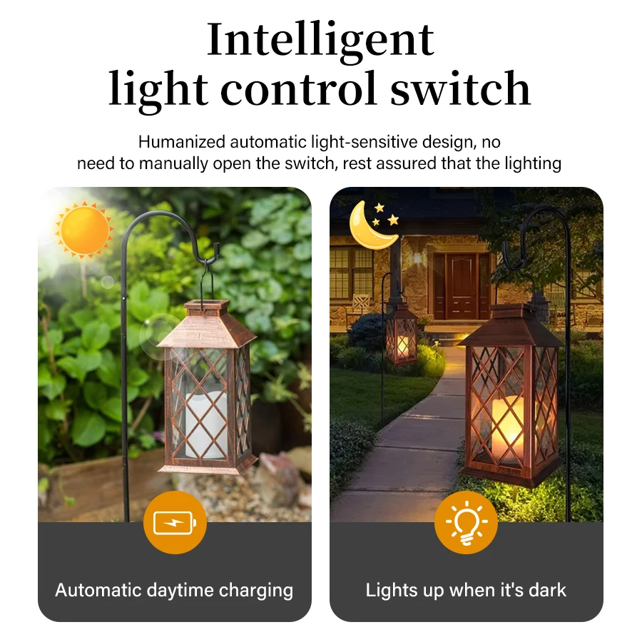 Creative Solar Powered Hanging Lamp Flickering Flameless Candle Waterproof LED Light For Table Patio Lawn Outdoor Party Decor image 2