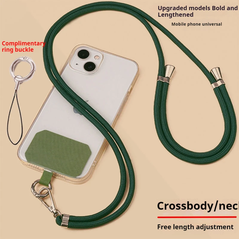 Cordão Universal Ajustável para Celular, Alça de Pescoço em Poliéster de Cor Sólida, Corda Longa com Clipe, Cordão Transversal Anti-Perda