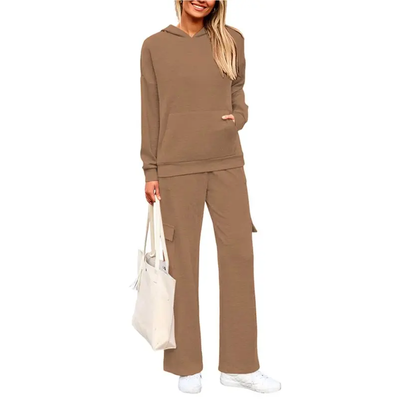 

ABRT-2 Piece Sets For Women Fall Sweatsuits Outfits Lounge Matching Hoodie Set Travel Winter Clothes Camel Color L