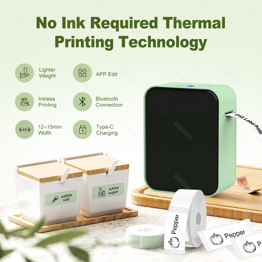 Marklife P15 Thermal Label Printer Wireless Bluetooth Label Maker Similar to Niimbot D11 D110 Mini Printer Adhesive Tape Sticker