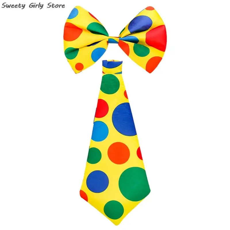 Clown Tie And Bow Set School Story Telling Cosplay Costume Party Fancy Dress Accessories Boys Girls Bowtie Corsage Sets Yellow