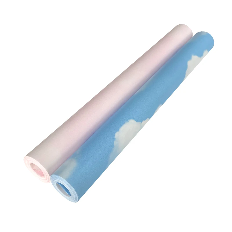 Imagem -05 - Papel de Parede Não Tecido para Quarto Infantil Céu Azul e Nuvem Branca Papel de Parede do Quarto Bebê Menino e Menina