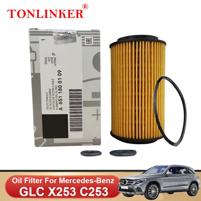 TONLINKER Oil Filter A6511800109 For Mercedes Benz GLC X253 C253 2015-2019 GLC 220d 250d 4MATIC Diesel Model Car Accessories