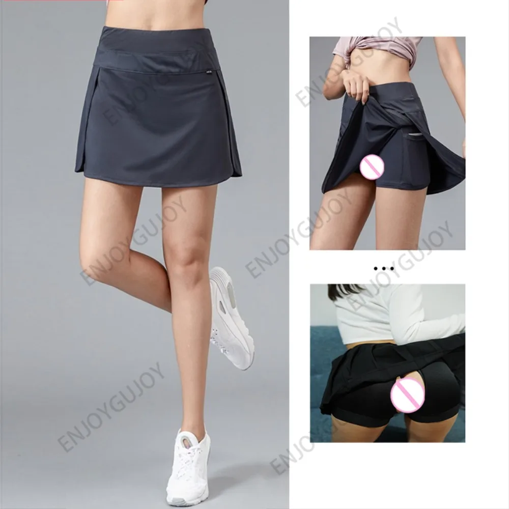 

Invisible Open Crotch Shorts, Outdoor Sex Sports, Tennis School Miniskirt, Divided Skort, High Waisted, Running, Fitness, Yoga S