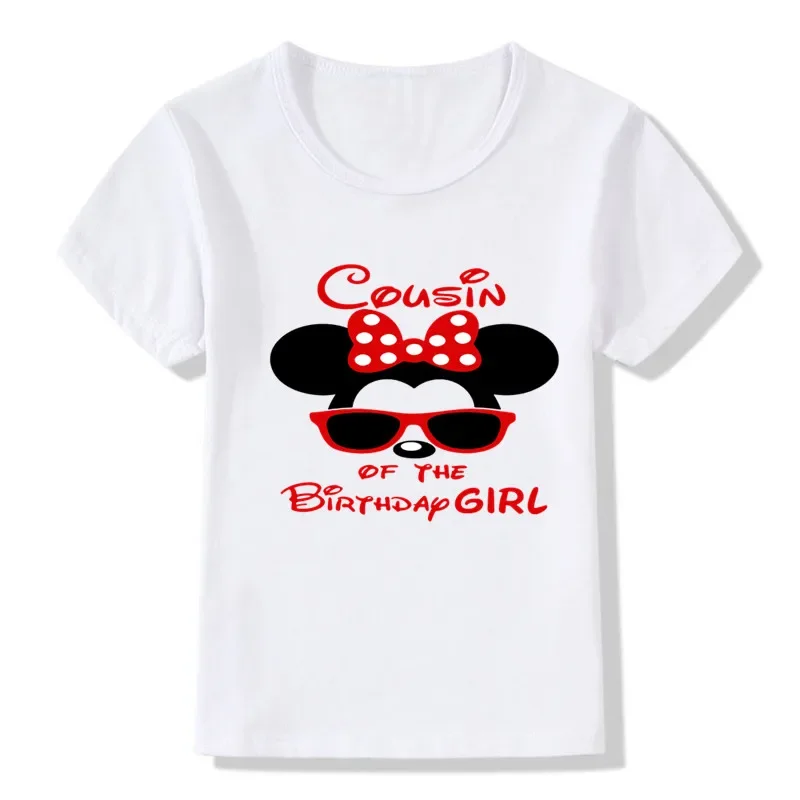 Disney Matching Family Outfits For Birthday Girl Minnie Mouse Theme Party Family Look T-shirt Kids Clothes Father Mother Kids