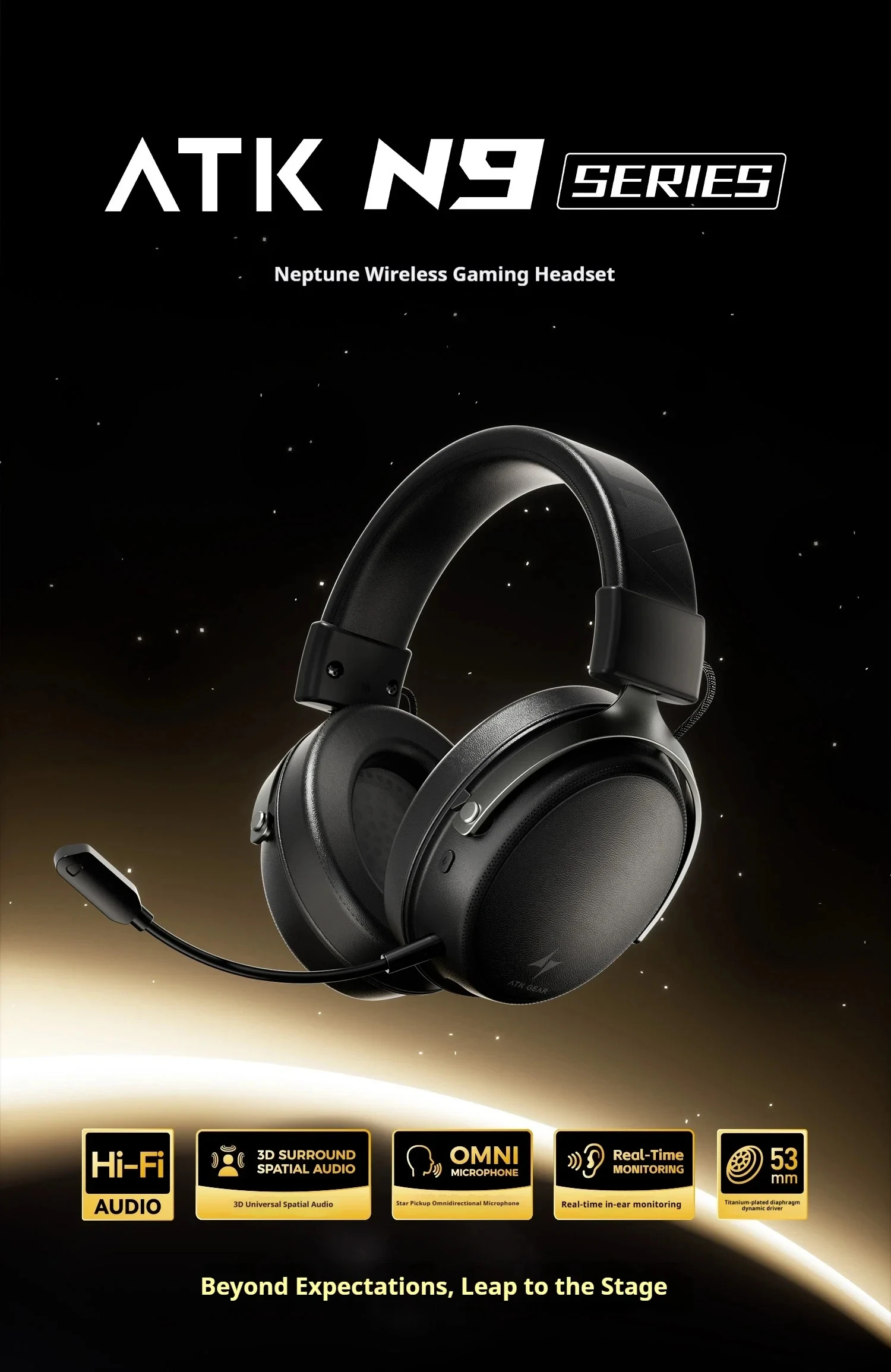 New ATK N9 Pro Ultra Headphones HiFi Wireless 3D Surround Quad