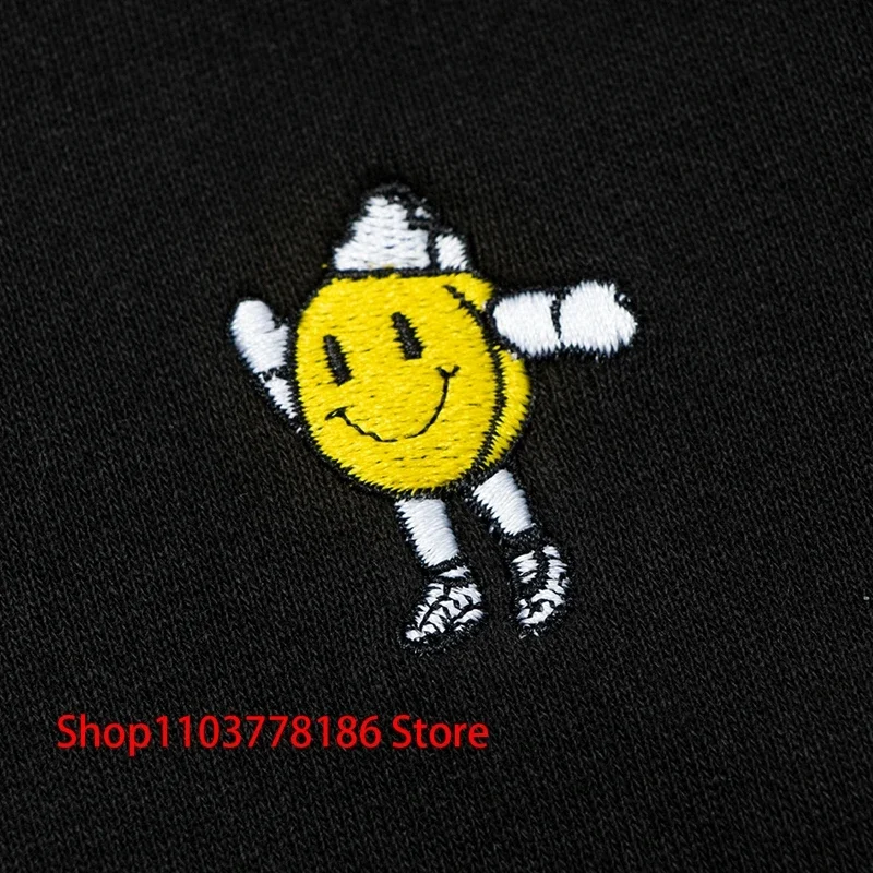 CAVEMPT Hoodie Cute Cartoon Round Face Embroidery Logo Hooded Pullover Men Women High Street All-match Casual CE Sweatshirt