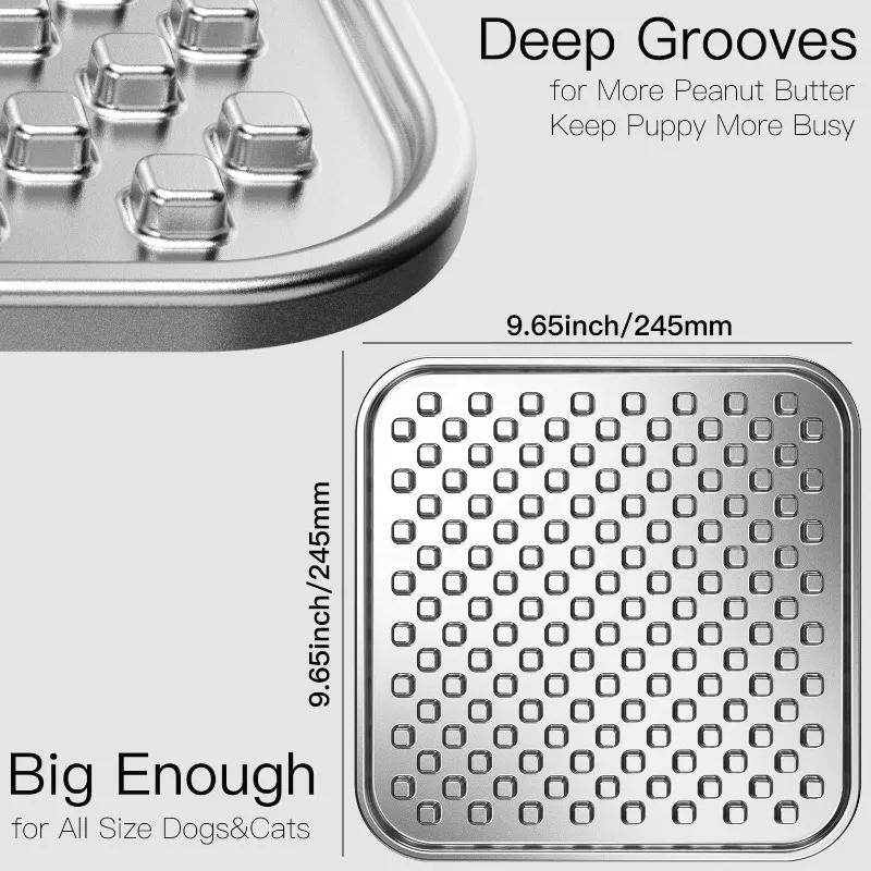 Stainless Steel Pet Feeding Bowl Slow Feeder for Dogs and Cats Anti Slip Licking Mat Durable Metal Food Plate Dish for Puppy