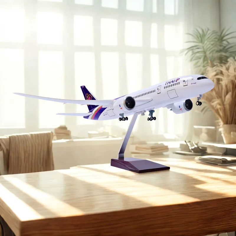 

Toy Airplane Thai Airways B787 47CM Resin Aircraft Model With Light Wheels Collection Display Gifts Aesthetic Room