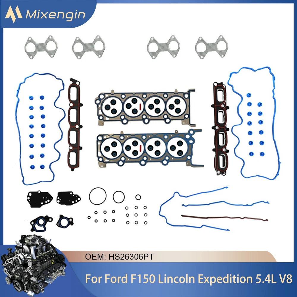 

Engine Head Full Gasket Set Fit 5.4 L For Ford F150 F250 F-350 Super Duty Expedition Lincoln 5.4L V8 GAS 04-06 HS26306PT