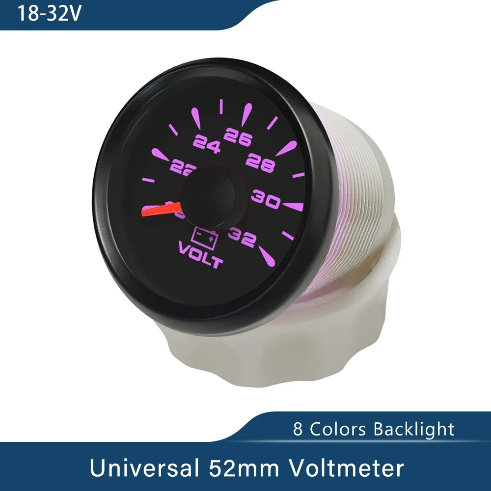 

Вольтметр ELING, 52 мм, вольтметр, универсальный водонепроницаемый измеритель с 8 цветными подсветками для лодки, автомобиля, мотоцикла, яхты, 12 В 24 В