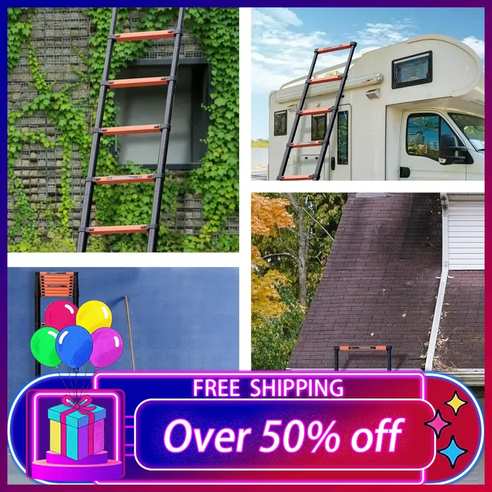 

16.5FT Telescoping Ladder, Extension Folding Ladder, Multi-Purpose Compact Ladder for Household or Outdoor Work, 330lbs Capacity