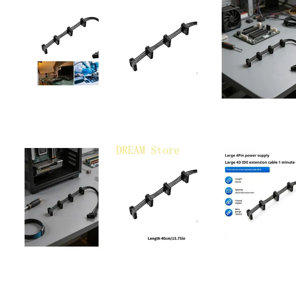 18AWG 4Pin IDE Power Splitter Cable 40Cm Total length For Desktop Accessories Best Sale
