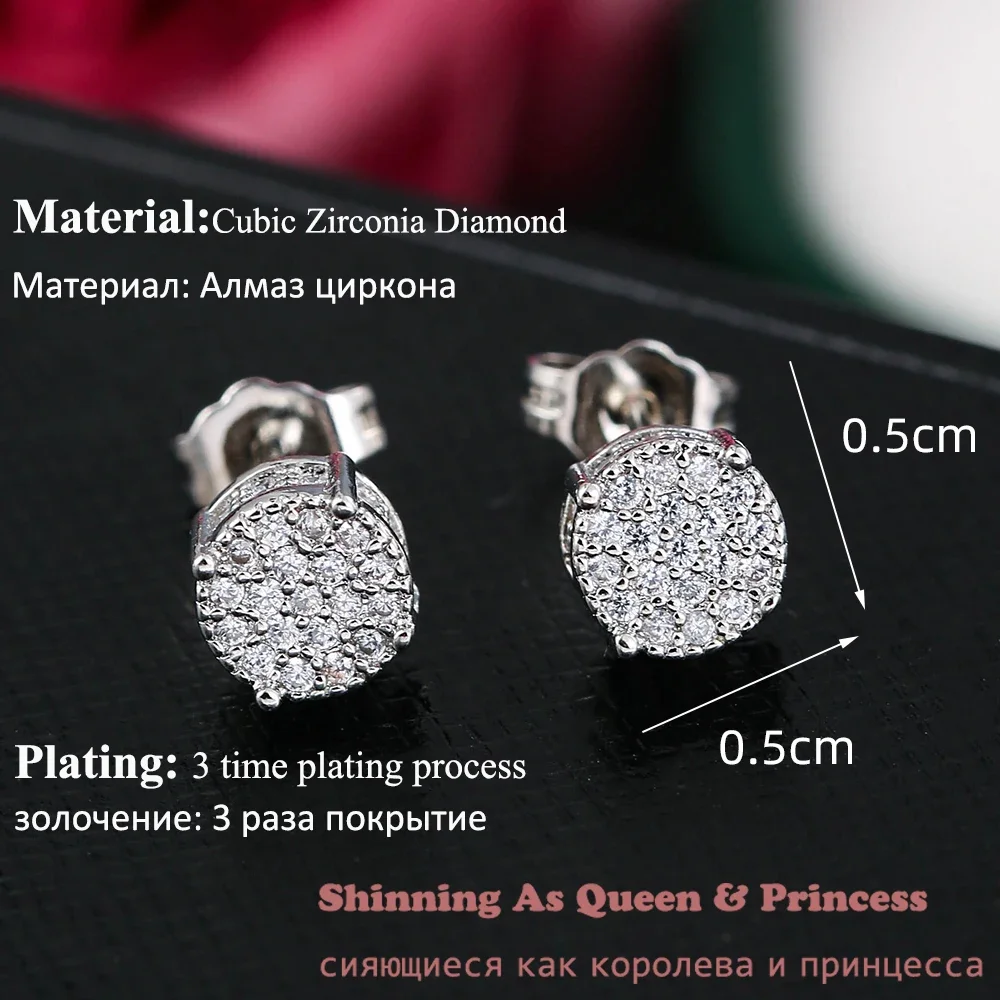 Sophisticated Cubic Zirconia Men Earrings for Party Fashion Jewelry CZ Round Accessories