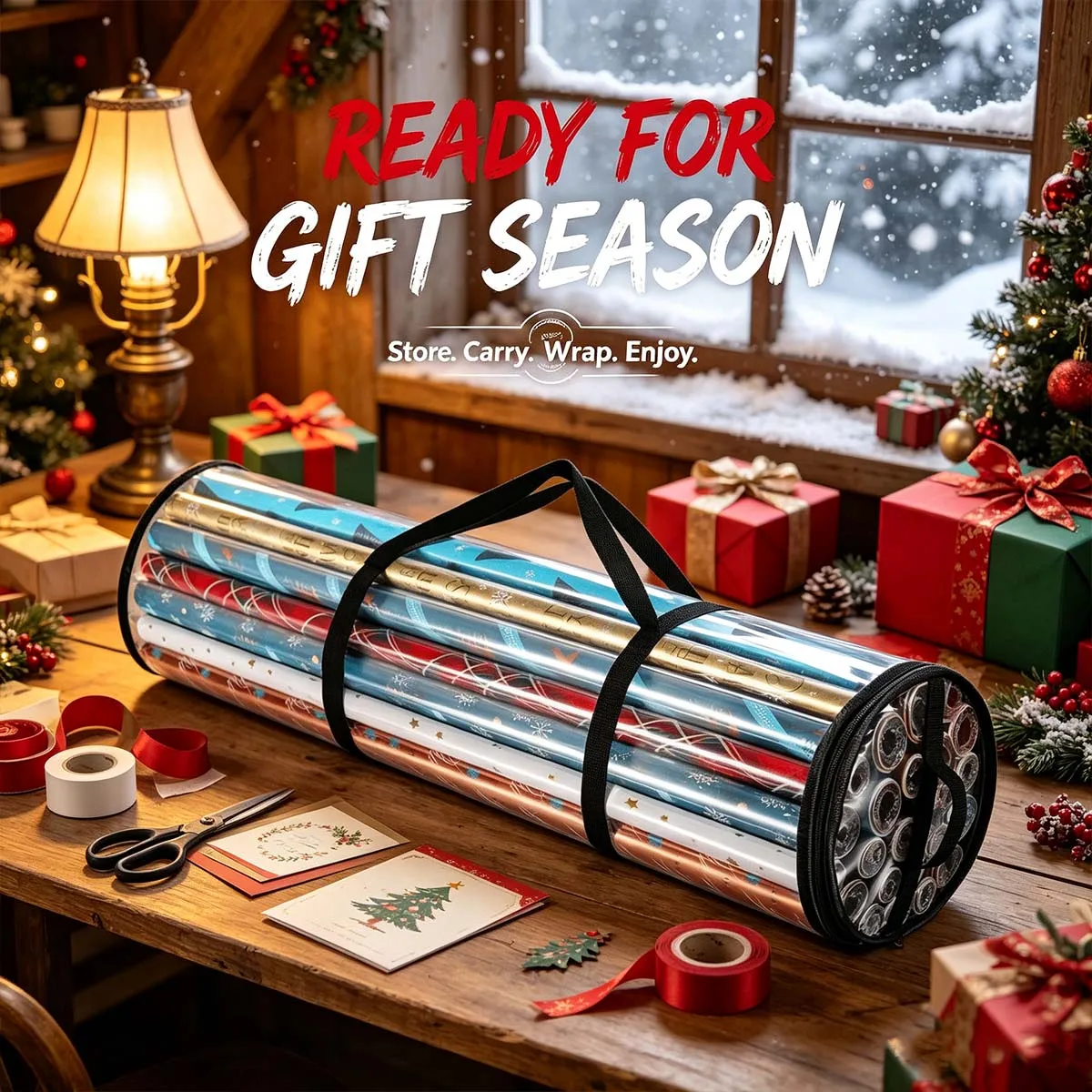 Wrapping paper cylinder bag,Christmas gift wrapping container,suitable for 31 inch,birthday,holiday decorative gift bag storage