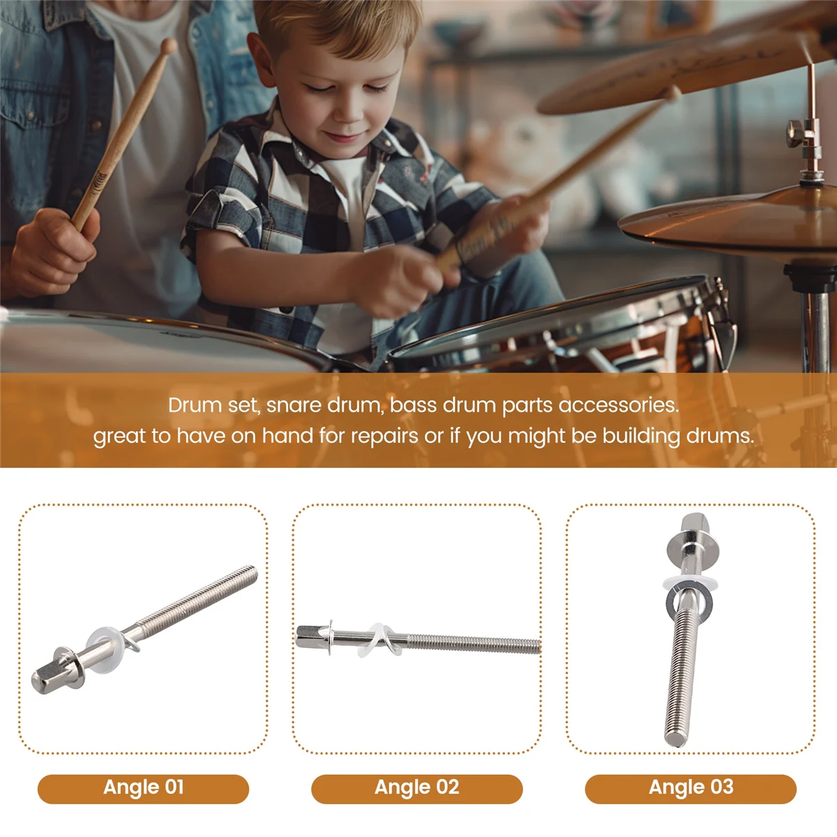 A71P 12 stücke Trommel Spannung Stangen Spannung Schrauben Bass Drum Schrauben Set Bass Snare Drum Zubehör Trommel Hardware M5x60MM