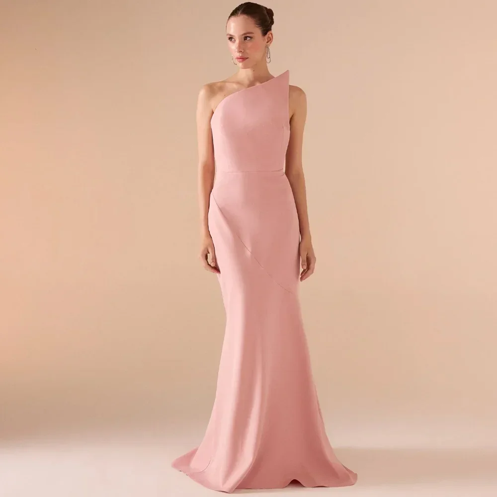 カスタマイズされたノースリーブクレープガウン A ラインイブニングドレスサウジアラブウエディングドレスフォーマル絶妙な高品質パーティードレス女性のための