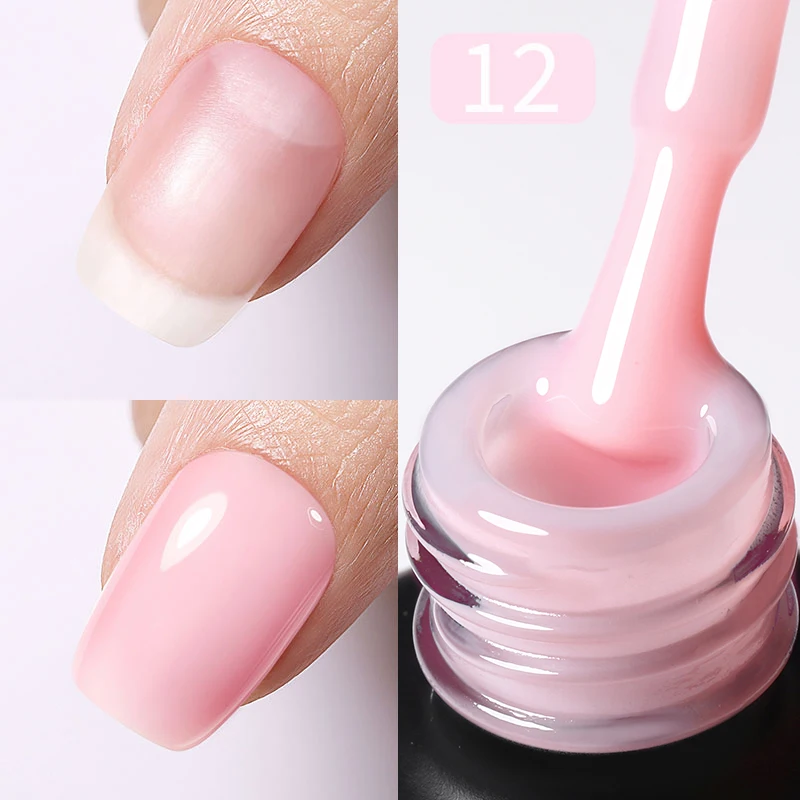 BORN PRETTY Melkachtig Roze Rubberen Basis Gel Nagellak Glitter 15 ml Semi-Permanente Vernis Losweken Zelfnivellerende UV LED Gel