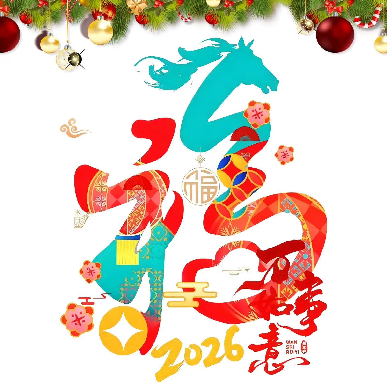 2026 New Year Decoration Glass Stickers Year Of Horse Static Adhesion Stickers "FU"Letter Window Film Spring Festival Decoration