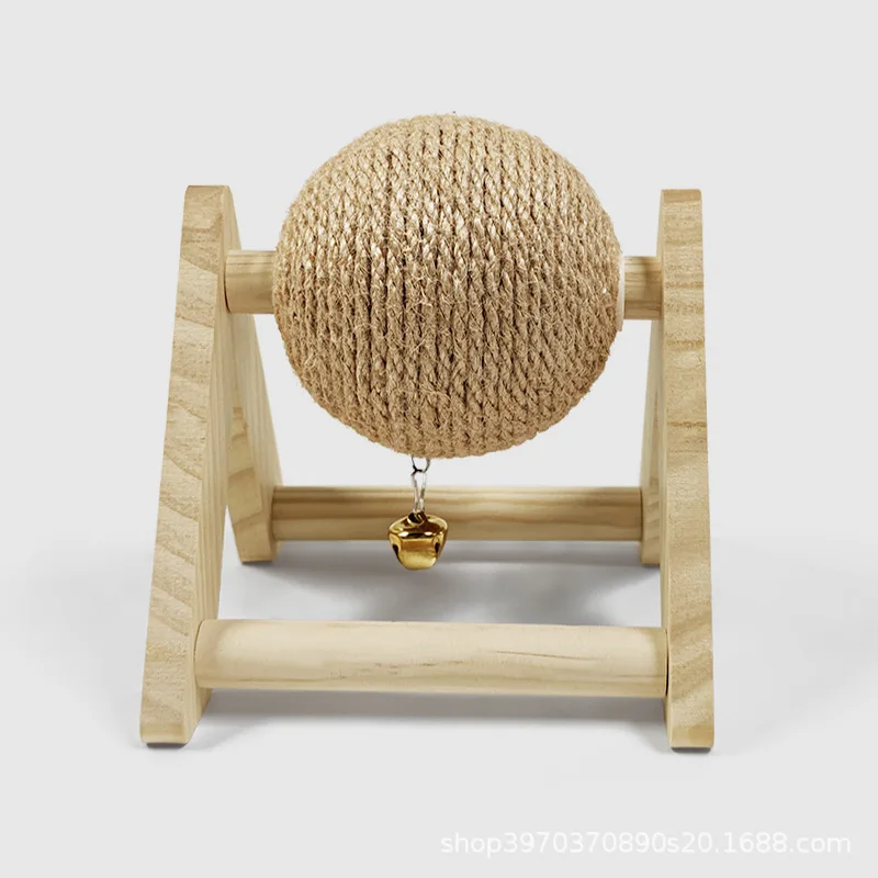 Rabbit Scratching Ball Wooden Rack Sisal Grinding Claw Ball Pet Interactive Toy Scratch Toy for Kitten Small Animals Chinchilla