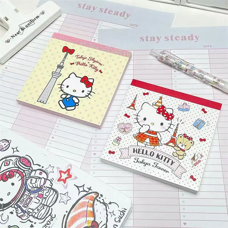 Cute Sanrio Hello Kitty Series Memo Book Student Cartoon Origami Material Girl Creative 100 Pages Notebook School Stationery