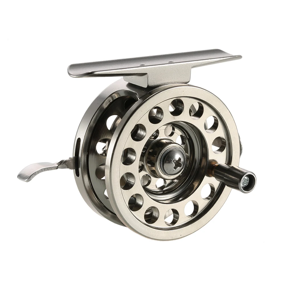 Direito Handed Alumínio Alloy Smooth Fishing Reel, Fly Reels, acessórios de pesca ao ar livre, Ice Fishing Reels, 50.5mm, 59mm