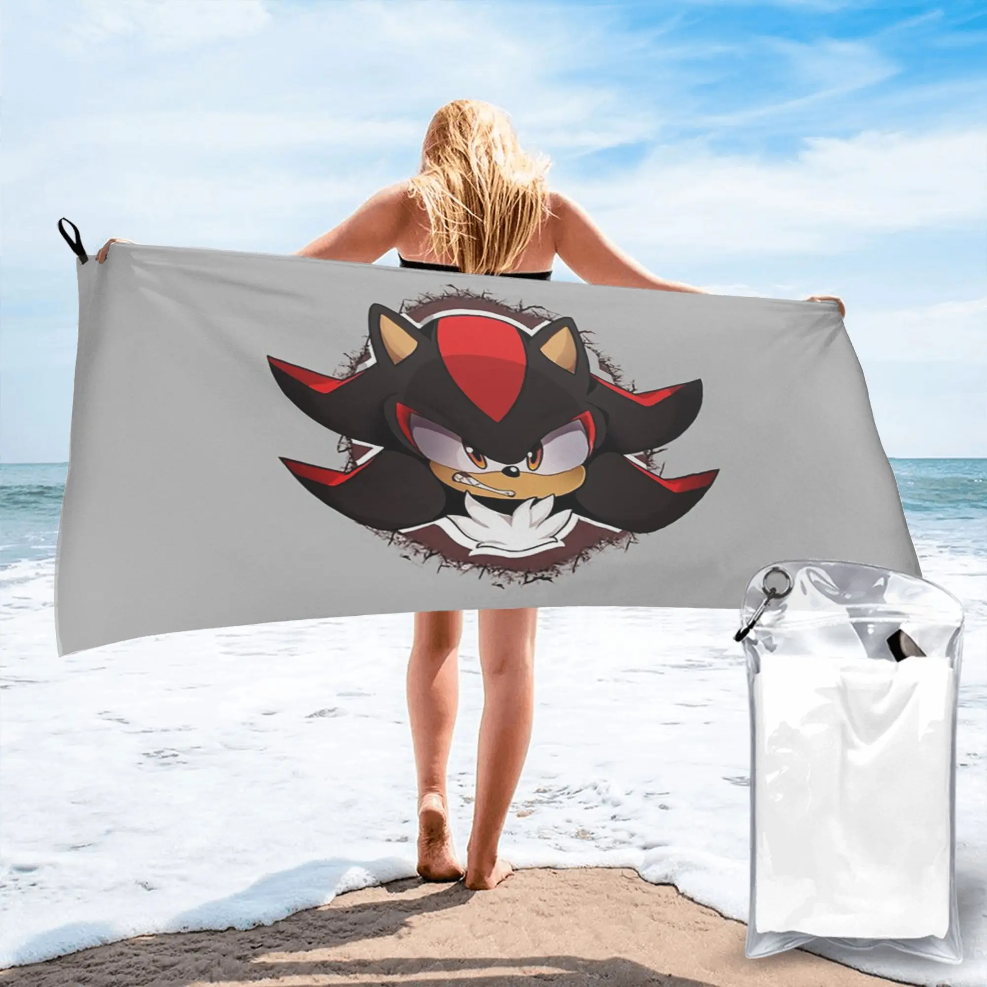 Shadow The Hedgehog Beach Towel Soft Microfiber Quick Dry Absorbent Quick Towels For Bath