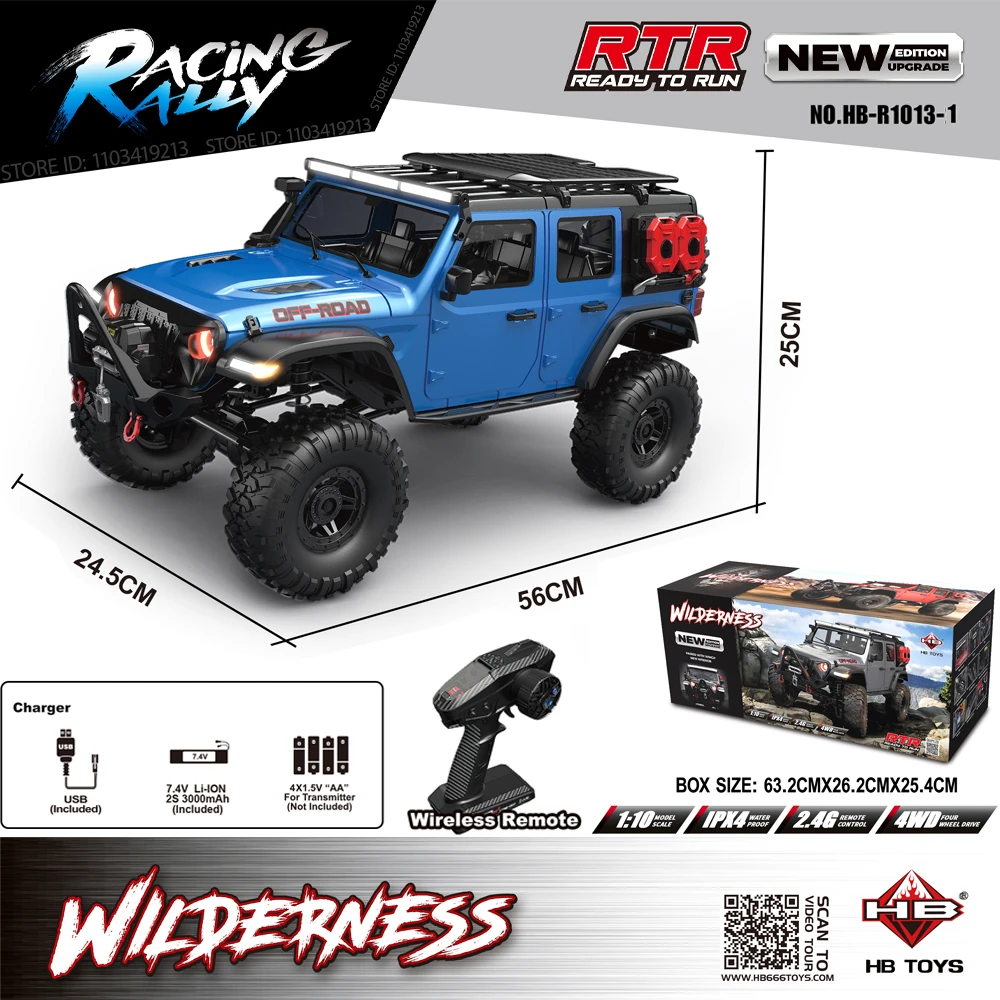 2025 New Upgrade HB-R1011 Jeep Rubicon Recon Rc Car 1:10 Full