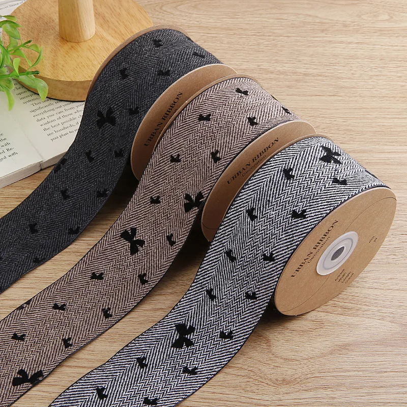 10 Yards 100 Yards 25MM 50MM Black Bow Twill Ribbon Lace Hair Bows DIY Crafts Handmade Material Accessories Gift Wrapping