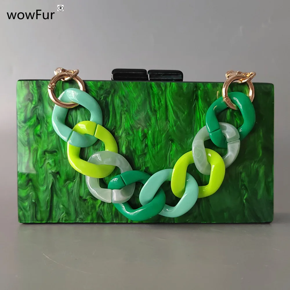 Women Banquet Clutch Purse Stylish Handbag Vintage Marble Green Acrylic Evening Bag Luxury Party Prom Casual Wedding Mini Wallet