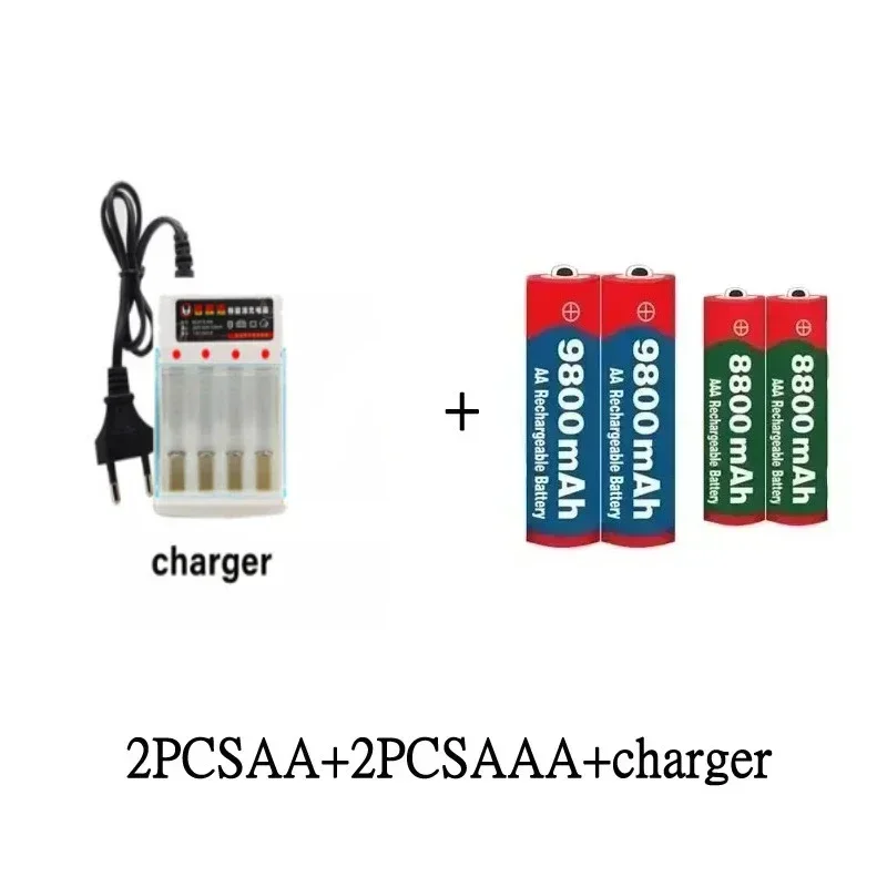 NEW 1.5V AA9800mAh+AAA8800mAh+USBcharger 1.5V, Rechargeable Nickel Hydrogen Battery, Used for Electronic Toys,  Camera Batteries