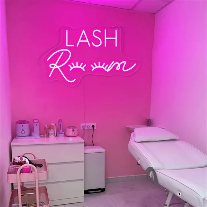 Eyelashes Light Glow LED Neon Sign for Lash Room Decor Girls Make up Beauty Room Decor