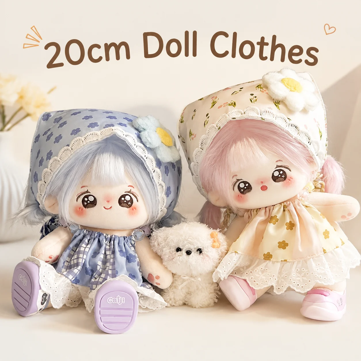 20Cm Cotton Doll Clothes Idyllic Floral Lace Dress With Lace Bonnet Changeable Outfit Set For No Attribute Stuffed Doll