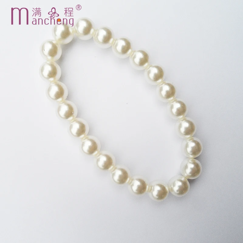 fnaf 2 rupee item 20Beads Fashion 10MM White Pearl  Bracelet Bangle Unisex Rope Chain Strand Pulseras Women Girl Good Quality