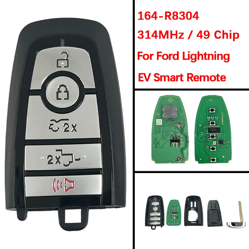 กุญแจรีโมทอัจฉริยะแบบ 4+1 ปุ่ม รุ่น CN018150 สำหรับอะไหล่ทดแทน ชิป 49 ความถี่ 315mhz รหัสสินค้า:164-R8304 M3N-A70604078 สำหรับรถยนต์ฟอร์ด ไลท์ติ้ง อีวี