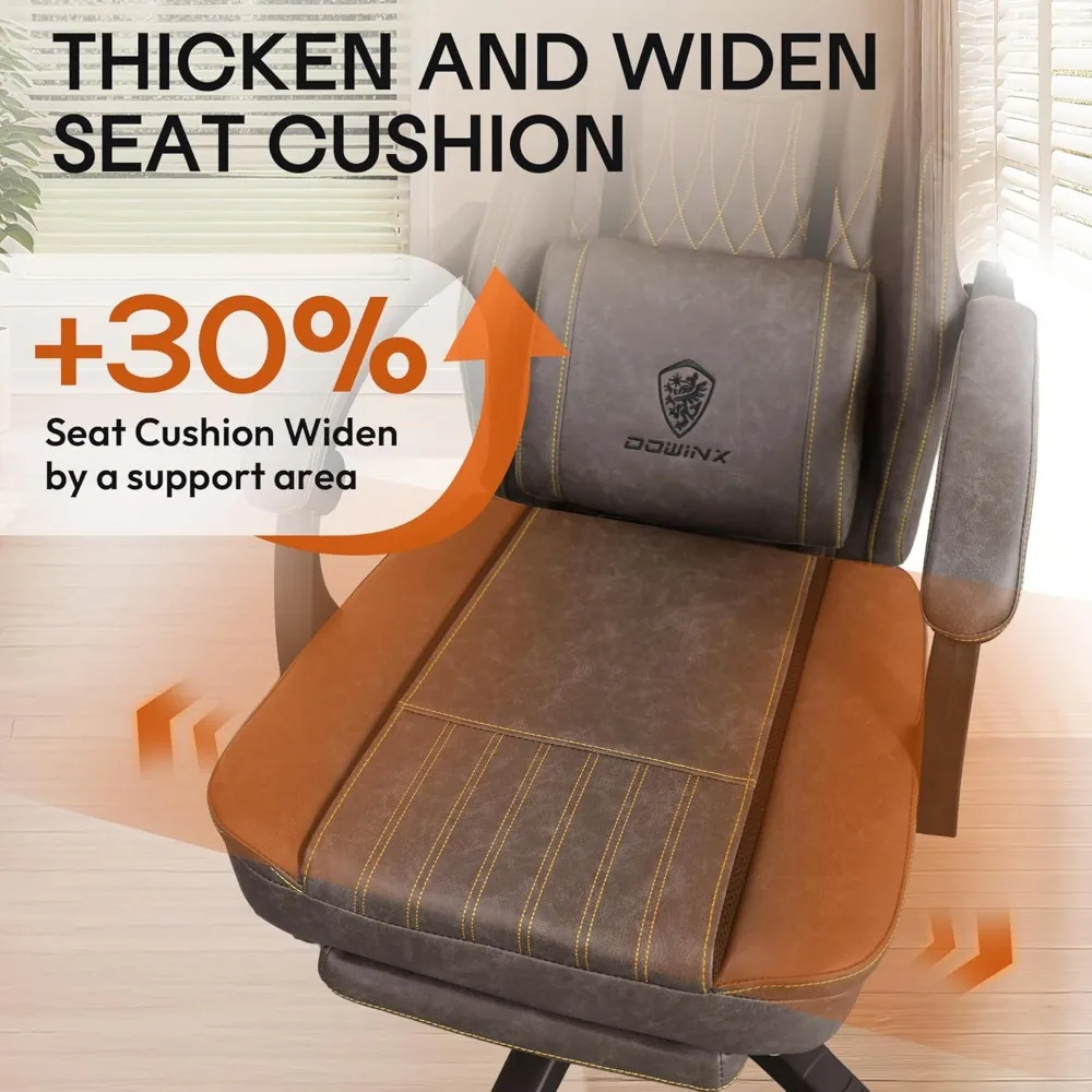 كرسي ألعاب Dowinx قابل للتنفس من جلد البولي يوريثان مع مسند للقدمين ودعم قطني للتدليك، كرسي مريح كبير وطويل القامة #4