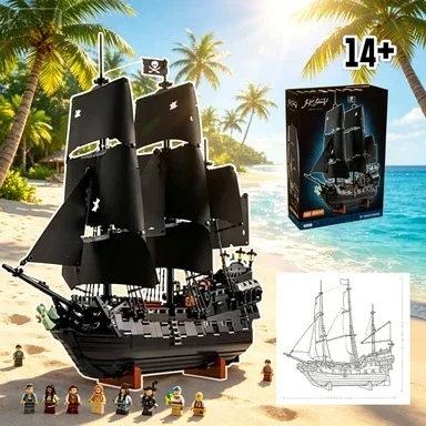

Bandai New Arrival 10365 Premium Design Black Pearl Ship Building Kit Collection Display Gifts compatible with LEGO bricks