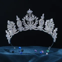 Corone da sposa di lusso diademi per copricapo da sposa Cubic Zirconia Baroque grandi corone da sposa Party Pageant Prom Diadem copricapo