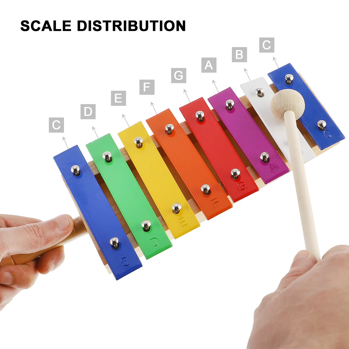 

1pc Wooden Xylophone Musical For Kids 8-Note Colorful Metal Plate Percussion Instrument Children'S Music Learning